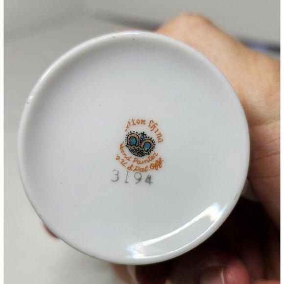 Lefton Hand Painted Demitasse Cup & Saucer Set With Floral Geometric Pattern #3 - Picture 3 of 6